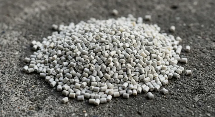 Pile of recycled HDPE granules